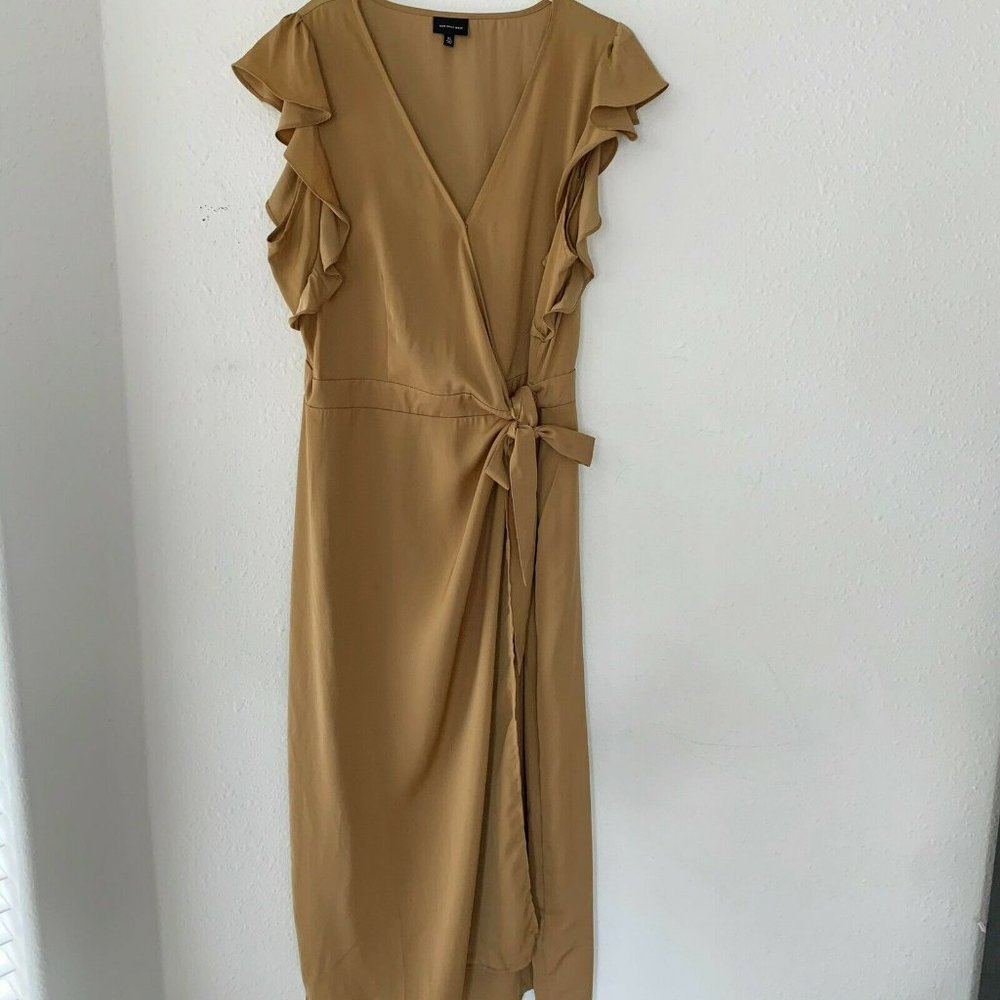 Who What Wear maxi wrap  dress ruffle sleeve mustard yellow dress size XL